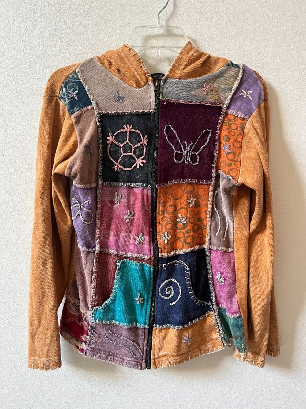 Everest Souvenirs Patchwork Embroidered Multicolored Festival Hoodie Jacket